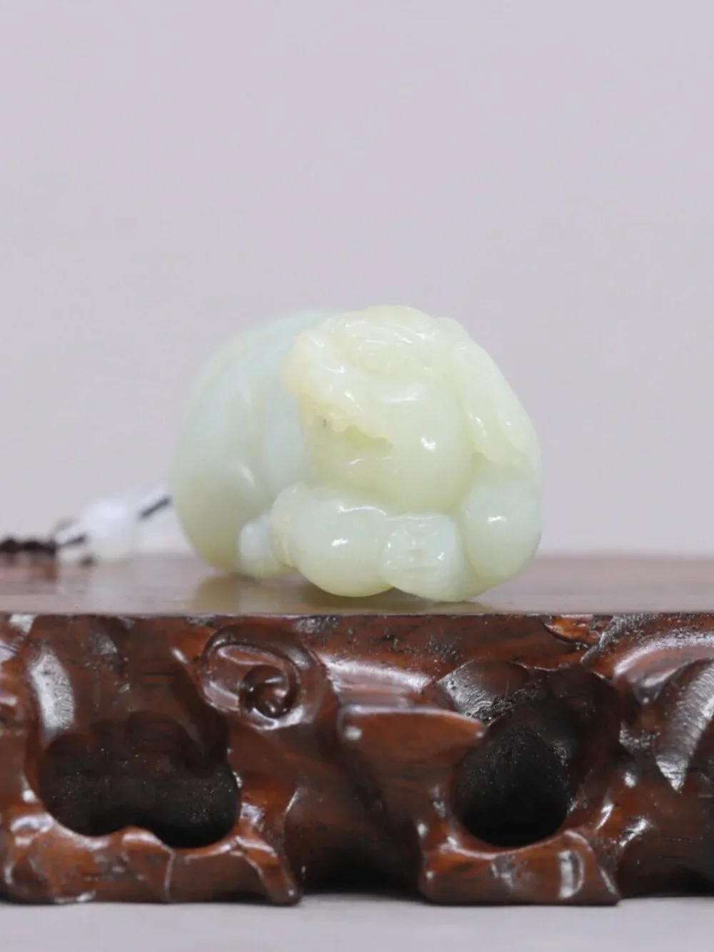 Chinese Hetian Jade Pendant w Unicorn Foo Dog